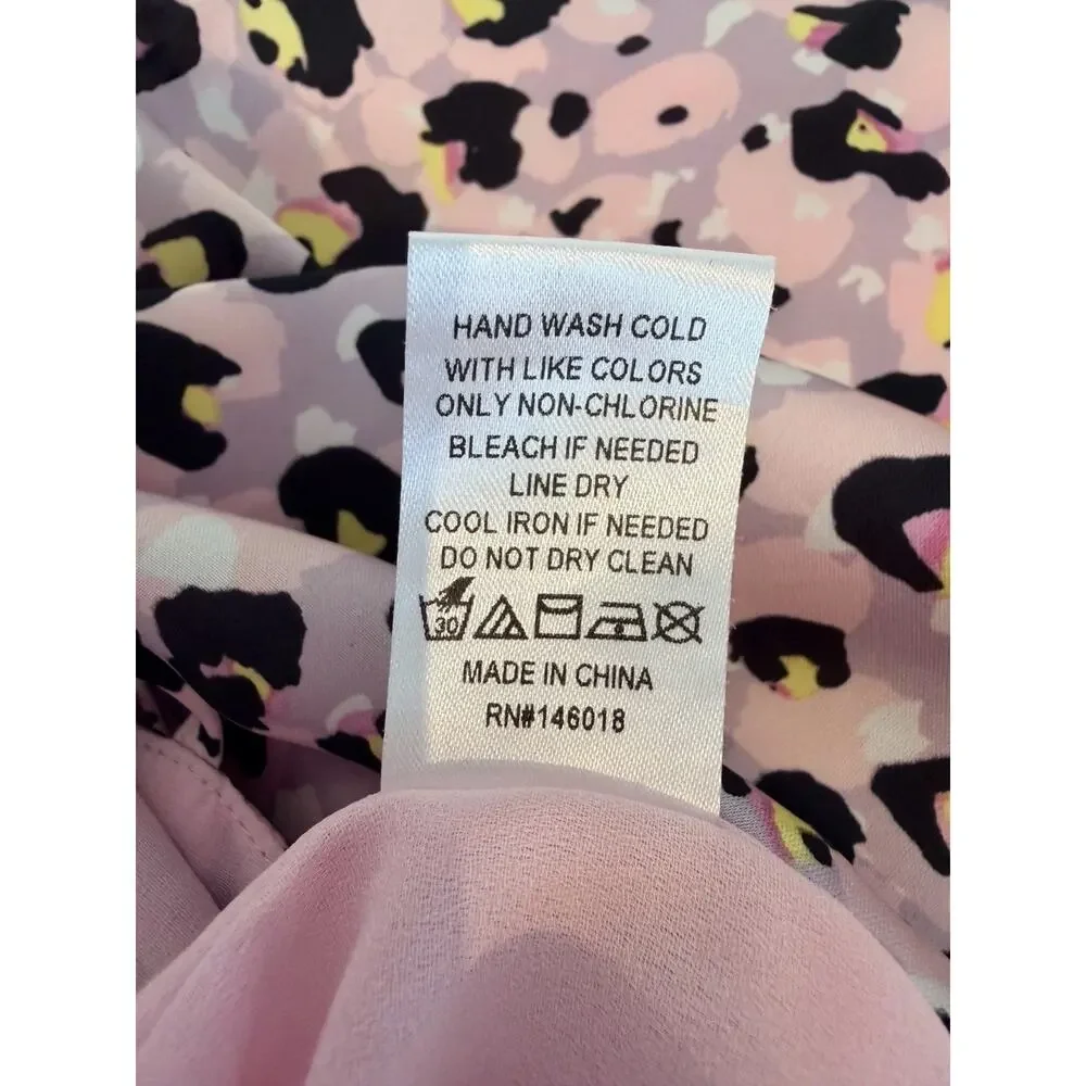 Lost + Wander Satin Pink Leopard Print Wild Child Mini Dress - Womens Large